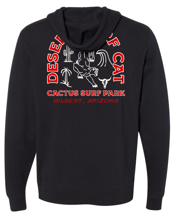 Desert Surf Cat - Unisex Lightweight Hooded Sweatshirt